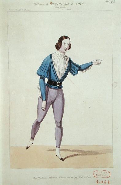 アドルフ・アダム（1803-56）作「ジゼル」のロイス役を演じるルシアン・プティパ（1815-1898）1841年（カラーリトグラフ 作： French School