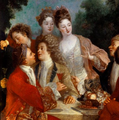 Parc Des noblesでのランチは、カントリーバンケットで。18世紀フランス派の絵画の詳細。オルレアン美術館 作： French School