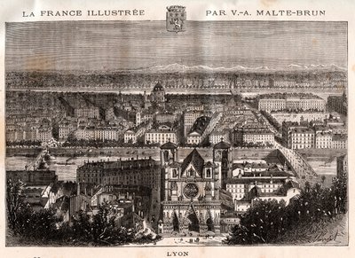 リヨン - V.A.マルト・ブラウンの「La France illustree: geographie, histoire, administration statistique」に掲載された彫刻。1884 作： French School