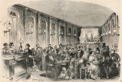 19世紀のパリのジョフロイ通りの叙情的な版画 - エドモンド・テクシエ1852年の「Tableau-de-Paris」に掲載されたエングレービング 作： French School
