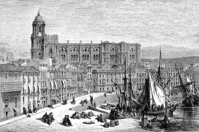 1865年のスペイン、マラガ - ギュスターヴ・ドーレによる素描 1865年 作： French School