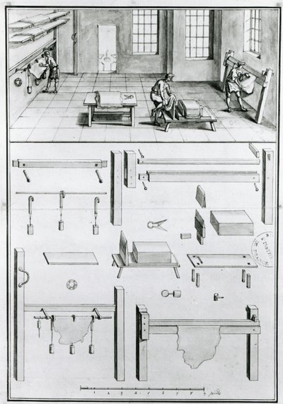 MS 1064 fol 11 Denis DiderotによるArts＆Craftsの説明（1713-84）、1770年頃公開（b＆w写真） 作： French School