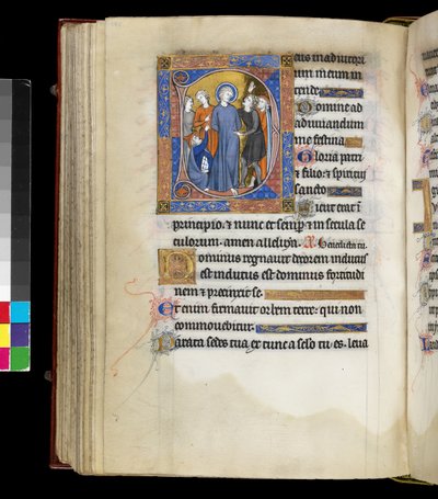 MS 300 f.191v 「キリストの嘲笑」（パリ、1265年から70年頃、フランスのイザベラの詩篇と時祷から、ユダヤ人の帽子をかぶった2人の男を含む拷問者たちに囲まれたイエスと共に 作： French School
