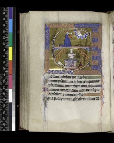 MS 300 f.89v、ダビデは神に祈る 作： French School