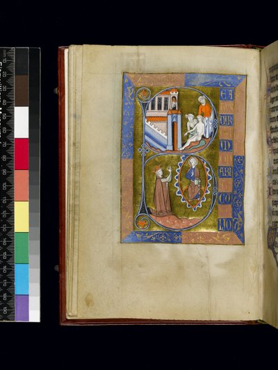 MS 300 f.XIII、パリのイザベラ・オブ・フランスの詩篇と時祷のフォリオ、1265-70年頃（羊皮紙にペンとインク、テンペラ 作： French School