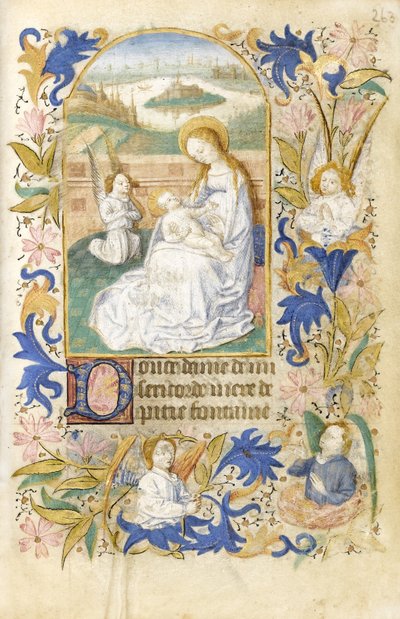 MS 39-1950 f.263r礼拝、1464年（羊皮紙に金、銀、カラーインク） 作： French School