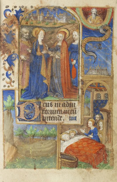 MS 39-1950 f.61r The Visitation、1464（羊皮紙に金、銀、色インク） 作： French School