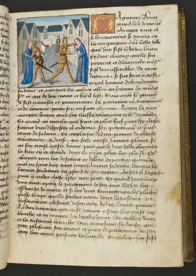 MS Hunter 252 048r Hundred News Newsからのページ、c.1461-62 作： French School