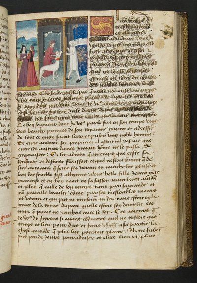MS Hunter 252 066r Hundred News Newsのページ、c.1461-62 作： French School