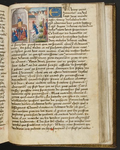 MS Hunter 252 183r Hundred News Newsのページ、c.1461-62 作： French School
