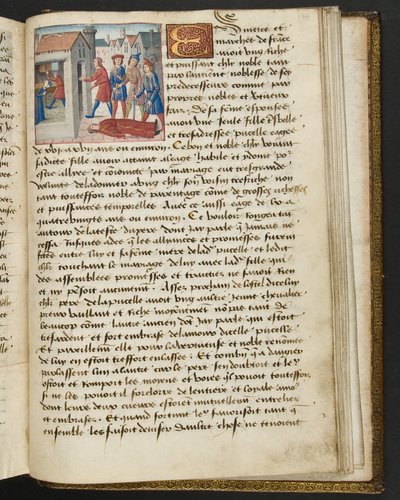 MS Hunter 252 194r Hundred News Newsからのページ、c.1461-62 作： French School