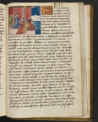 MS Hunter 252 197r Hundred News Newsからのページ、c.1461-62 作： French School