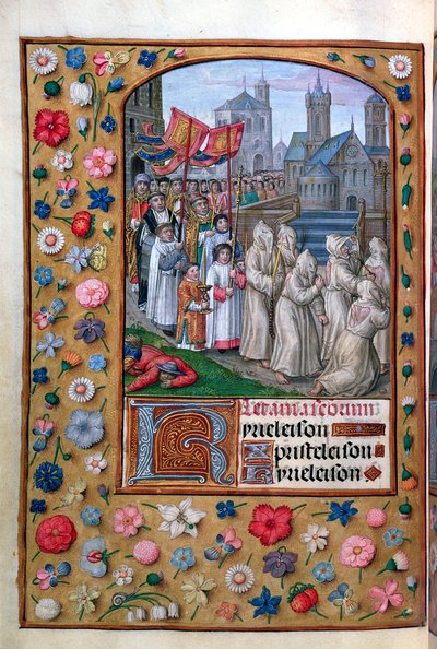 MS Vol。 137 f.136v法王グレゴリー1世の行列（c.540-604）（ローマで590） 作： French School