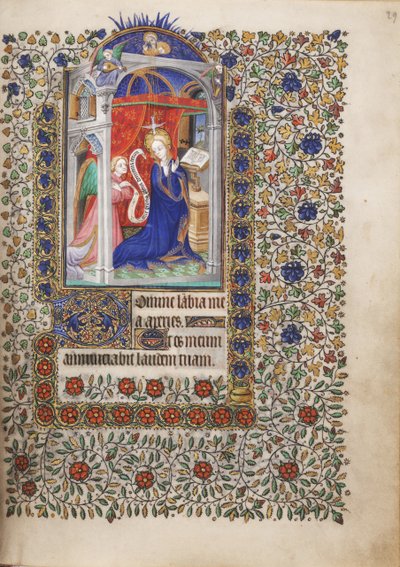 MS Widener 6 f.29r、受胎告知、時祷書から、パリの使用 作： French School
