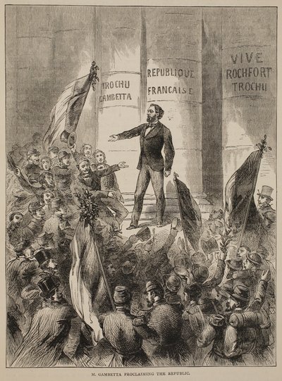 M.ガンベッタは1870年9月に共和国を宣言し、1870年から1871年のフランスとドイツ間の戦争のカッセルズ歴史のイラストから 作： French School