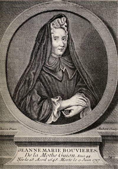 「有名な女性の家への小さな旅」からのギヨン夫人（1648-1717）のイラスト、1897年発行 作： French School