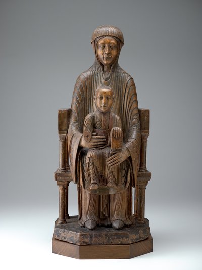 陛下のマドンナと子供、c.1150-1200（木、多色の痕跡） 作： French School