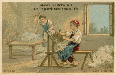 Maison Fontaineトレードカード、脱穀およびカーディング 作： French School