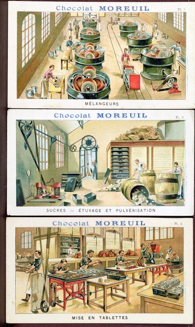 チョコレートを作る、チョコレートを宣伝する画像Moreuil、c.1900（289139も参照） 作： French School