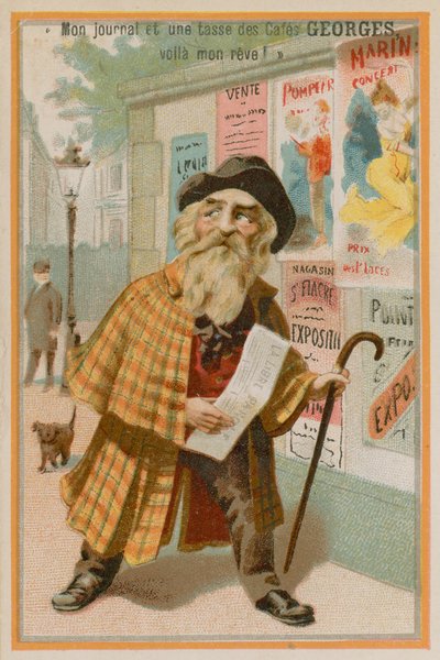 新聞を持って男 作： French School