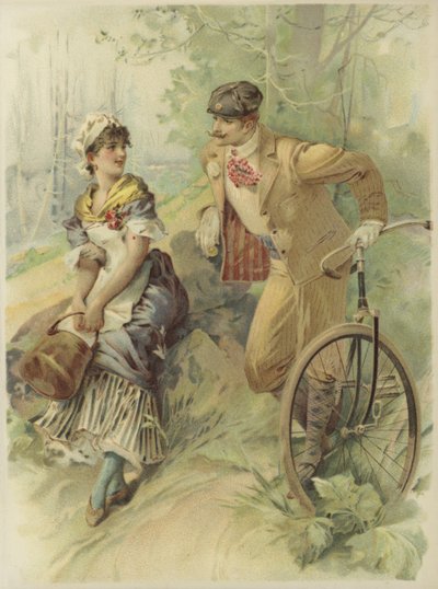 メイドにプロポーズする自転車の男。 作： French School