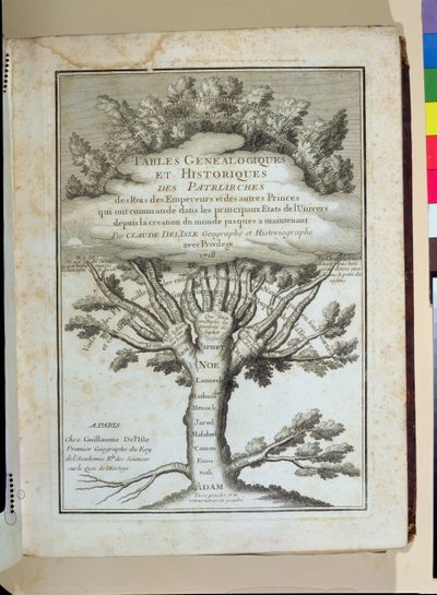 人類の家系図、表の家系図、家系図、歴史家、デロワ、デエンペルール、クロードデリスル（1644-1720）、パリ、1718年 作： French School