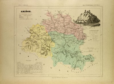 地図アリエージュ, フランス 作： French School
