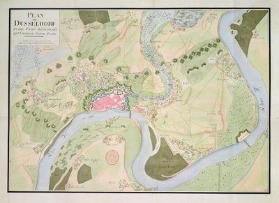 デュッセルドルフの地図と要塞化された野営地 作： French School
