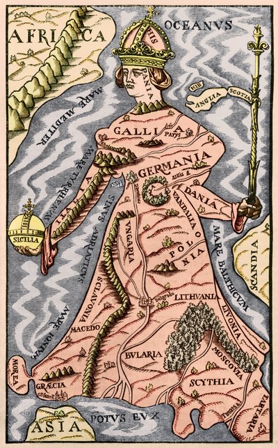 ヨーロッパの地図、ルマガシンピトレスク、1849年のイラスト 作： French School