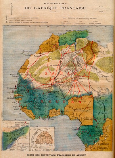 フランスのアフリカ遠征地図、3月5日の「Le Petit Journal」に掲載されたイラスト 作： French School