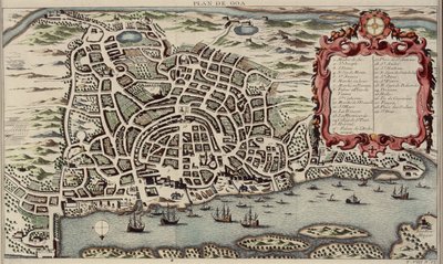 ゴアの地図、ヒストワールジェネラルデボヤージュ、1750年（カラー彫刻） 作： French School