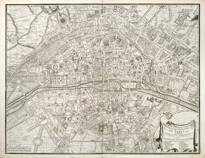 パリの地図、LAtlas de Paris、ジャンドラカイユ作、1714年 作： French School