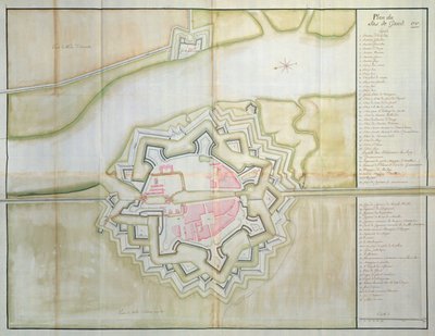 Sas van Gent、オランダの地図、1747年（紙にペン、インク、トイレ） 作： French School