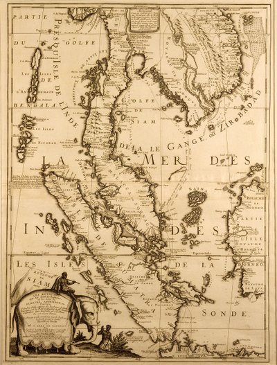 東南アジアの地図、1687（紙にインク） 作： French School