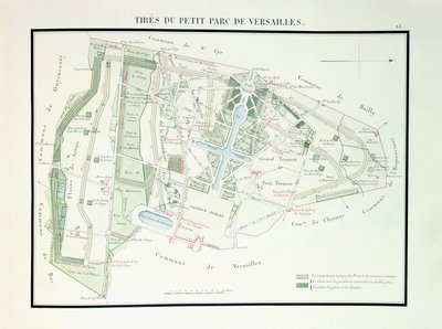 ヴェルサイユの小さな公園の地図、1818〜 1819年 作： French School