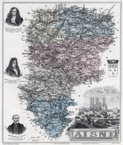 エイスン県の地図（1889年作成 作： French School