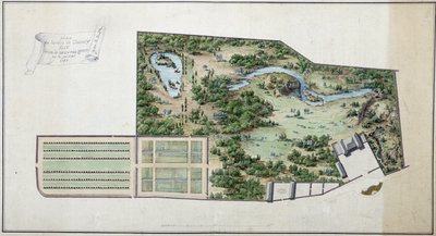 シャンヴリーの庭の地図（セーヌ川とオワーズ川流域 作： French School