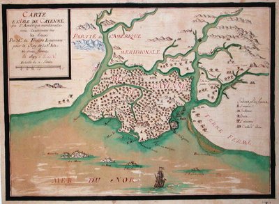 カイエン島（フランス領ガイアナ）の地図 作： French School