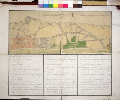 シャトードゥピュトーを示す地図、1722年（紙にトイレ） 作： French School