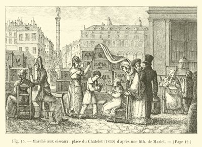 鳥の散歩、シャトレ広場、1820年、マーレットのリスの後 作： French School