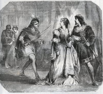 ブルゴーニュ公爵夫人マルグリット・ド・バヴィエール（1363-1423）とバヴィエール王妃イザボー（イザベル、エリザベート）（1371-1435）は、オルレアン公ルイ1世（1372-1407）とブルゴーニュ公ジャン・サン＝ププール（1371-1419）を引き離して、政府のために戦います。 作： French School