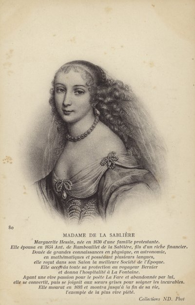 マルグリット・ド・ラ・サブリエール（1640年頃-1693年）、フランスのサロニスト（リトグラフ） 作： French School