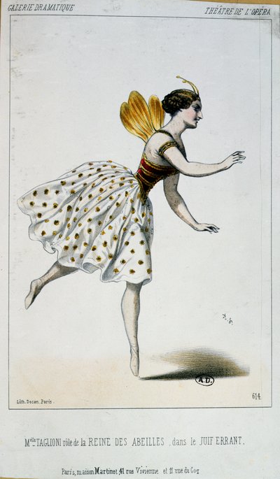 ジャック・フロメンタル・ハーレヴィ（1799-1862）c.1852による、ル・ジュイフの誤った女王蜂としてのマリア・タグリオーニ（1804-84） 作： French School