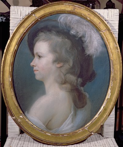 若い女の子としてのマリー・アン・ポールズ（1758-1836） 作： French School