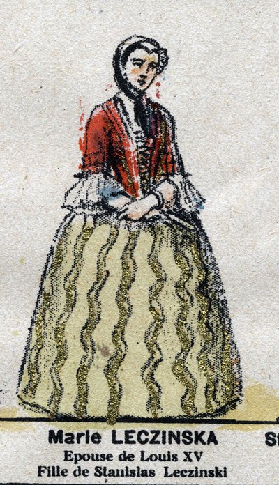 Marie Leszczynska (1703-1768), フランス王妃、ルイ15世の妻。「Galeriede Kings and Queens of France and illustrious characters from 1643 to 1895」エピナル画像。 作： French School