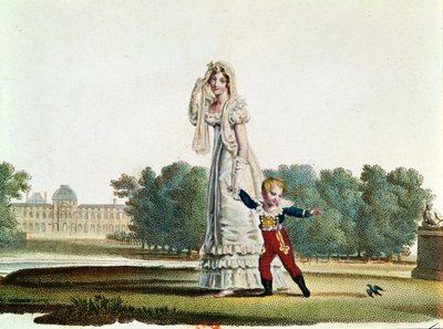チュイルリー宮殿の前のマリールイーズ（1791-1847）とローマの王（1811-32） 作： French School
