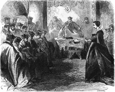 1587年の判決時のマリー・スチュアート（1542年＝1587年）。19世紀に制作された「フランス史」に掲載されている。 作： French School