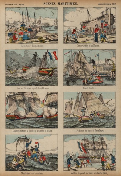 海辺の風景（彩色済み彫刻 作： French School