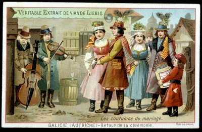 結婚の習慣：ガリシア、オーストリアの式の返還 - chromo.リービッヒ、V.1895 作： French School