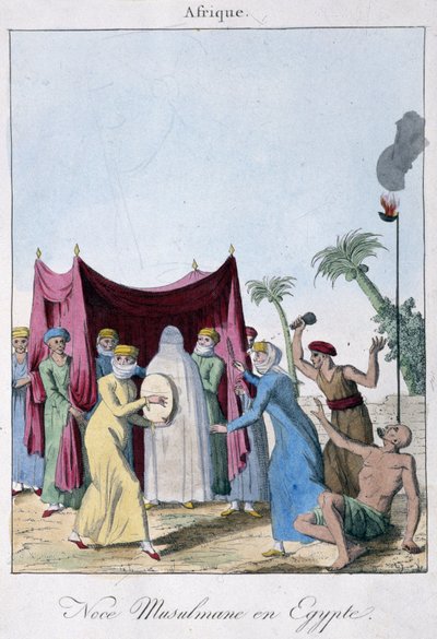 エジプトにおけるイスラム教徒の結婚-Hocquart編「Moeurs et coutumes des peuples」（パリ）にて 作： French School